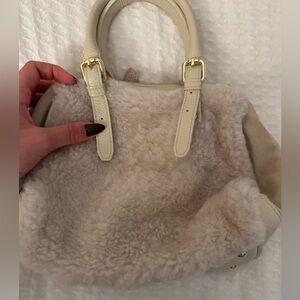 Cream Shearling Handbag real leather